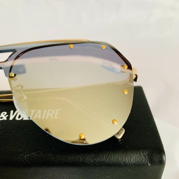 NEW WITH CASE! ZADIG & VOLTAIRE 60mm AVIATOR SUNGLASSES - Picture 2 of 8